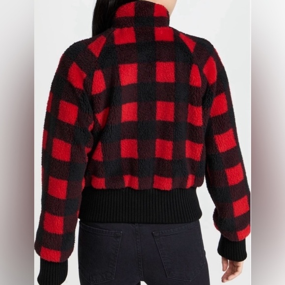 Mother Funnel Neck Ribbed Jacket Women's Small Buffalo Plaid Teatime - Picture 3 of 14